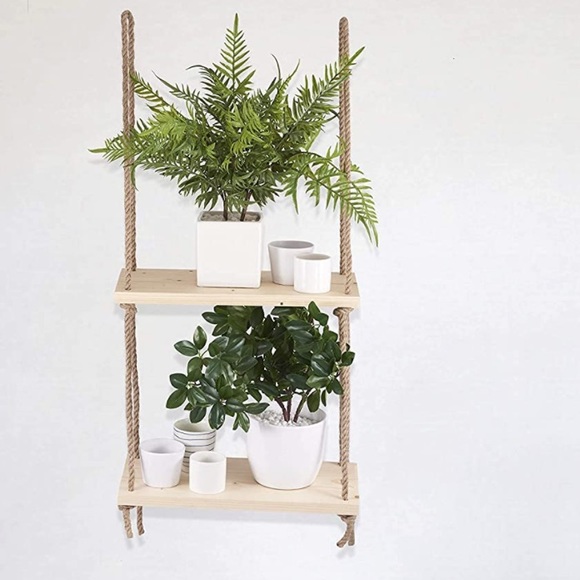 Bohemian rustic shelf hanging rack storage - Picture 4 of 6